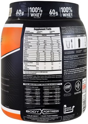 المكملات الغذائية، بروتين مصل اللبن Body Fortress, Super Advanced Whey Protein Powder, Vanilla, 2 lbs (907 g)