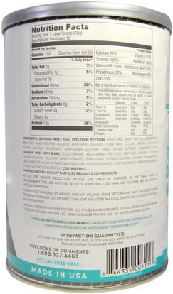المكملات الغذائية، بروتين مصل اللبن Designer Protein, Designer Whey, With Acti-Blend, Natural 100% Whey-Based Protein, Double Chocolate, 12 oz (340 g)