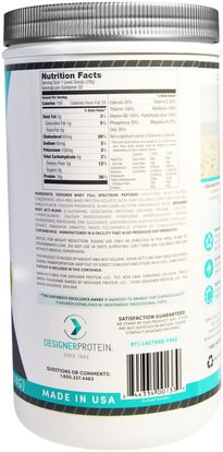 المكملات الغذائية، بروتين مصل اللبن Designer Protein, Designer Whey, with Acti-Blend, Natural 100% Whey-Based Protein, French Vanilla, 2 lbs (908 g)