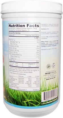 المكملات الغذائية، بروتين مصل اللبن Jarrow Formulas, Grass Fed Whey Protein, Unflavored, 12.7 oz (360 g)