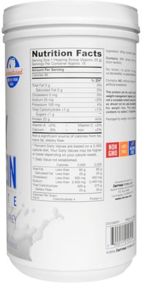 المكملات الغذائية، بروتين مصل اللبن Jarrow Formulas, Virgin Whey Protein Isolate, Powder, Unflavored, 16 oz (450 g)