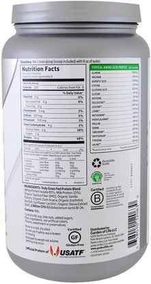 المكملات الغذائية، بروتين مصل اللبن، والعضلات Garden of Life, Sport, Certified Grass Fed Whey Protein, Refuel, Vanilla, 23 oz (652 g)