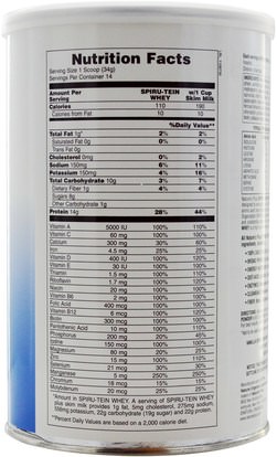 المكملات الغذائية، بروتين مصل اللبن Natures Plus, Spiru-Tein Whey, High Protein Energy Meal, Vanilla, 1.05 lbs (476 g)