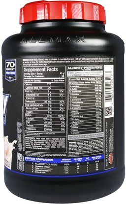 المكملات الغذائية، بروتين مصل اللبن، والرياضة ALLMAX Nutrition, AllWhey Classic, 100% Whey Protein, French Vanilla, 5 lbs (2.27 kg)
