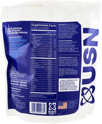 المكملات الغذائية، بروتين مصل اللبن USN, BlueLab, 100% Whey Protein, WheyTella, 2 lbs (918 g)