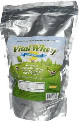 المكملات الغذائية، بروتين مصل اللبن، بروتين مصل اللبن أونديناتوريد Well Wisdom, Vital Whey, Natural, 2.5 lbs (1.13 kg)