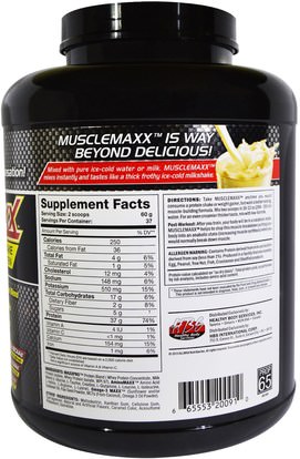 المكملات الغذائية، بروتين مصل اللبن، تجريب MuscleMaxx, High Energy + Muscle Building Protein, Vanilla Dream, 5 lb (2.27 kg)