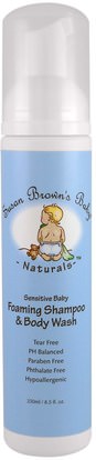 Susan Browns Baby, Naturals, Sensitive Baby, Foaming Shampoo & Body Wash, 8.5 fl oz (250 ml) ,حمام، جمال، شامبو، أطفال شامبو، هلام الاستحمام، الاطفال غسل الجسم، استحمام الطفل هلام