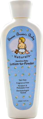 Susan Browns Baby, Sensitive Baby, Lotion-to-Powder, Fragrance Free, 7.6 fl oz (225 ml) ,حمام، الجمال، غسول الجسم، إمرأة، لوسيون