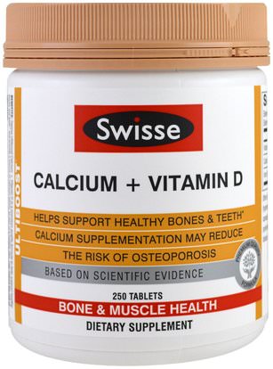 Swisse, Calcium + Vitamin D, 250 Tablets ,المكملات الغذائية، والمعادن، والكالسيوم