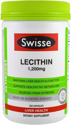 Swisse, Lecithin, 1,200 mg, 250 Capsules ,المكملات الغذائية، الليسيثين