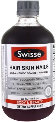 Swisse, Ultiboost, Hair Skin Nails (Silica + Blood Orange + Vitamin C), 16.9 fl oz (500 ml) ,الصحة، المرأة، الجلد