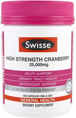 Swisse, Ultiboost, High Strength Cranberry, 25,000 mg, 100 Capsules ,الأعشاب، التوت البري
