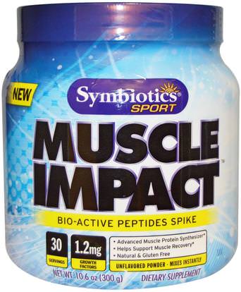 Symbiotics, Sport, Muscle Impact, Unflavored Powder, 10.6 oz (300 g) ,المكملات الغذائية، منتجات الأبقار، اللبأ، والرياضة، والعضلات