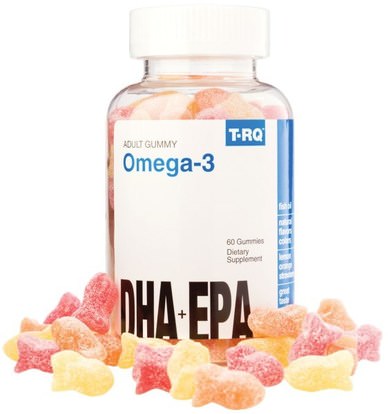 T.RQ, Adult Gummy Omega-3, DHA + EPA, Lemon, Orange, Strawberry, 60 Gummies ,المكملات الغذائية، إيفا أوميجا 3 6 9 (إيبا دا)، أوميجا 369 غوميز، دا، إيبا