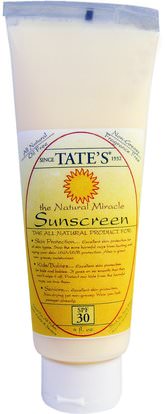 Tates, The Natural Miracle Sunscreen, SPF 30, 4 fl oz ,حمام، الجمال، واقية من الشمس، والأطفال والطفل واقية من الشمس