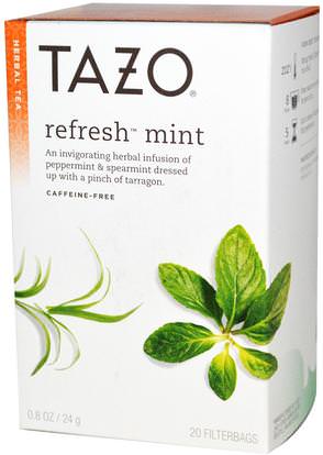 Tazo Teas, Herbal Tea, Refresh Mint, Caffeine-Free, 20 Filterbags, 0.8oz (24 g) ,الطعام، شاي الأعشاب