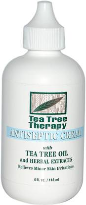 Tea Tree Therapy, Antiseptic Cream, with Tea Tree Oil and Herbal Extracts, 4 fl oz (118 ml) ,الصحة، الجلد، شجرة الشاي، منتجات شجرة الشاي، الإصابات الحروق
