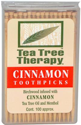 Tea Tree Therapy, Cinnamon Toothpicks, 100 Approx. ,حمام، الجمال، عن طريق الفم، الأسنان، كير