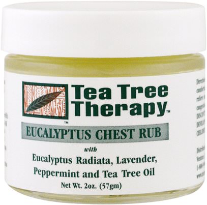 Tea Tree Therapy, Eucalyptus Chest Rub, 2 oz (57 g) ,حمام، الجمال، الزيوت العطرية الزيوت، زيت الكافور، الصحة، فرك الصدر