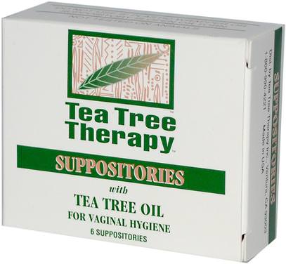 Tea Tree Therapy, Suppositories, with Tea Tree Oil, for Vaginal Hygiene, 6 Suppositories ,الصحة، البواسير، التحاميل، حمم، الجمال، ومان