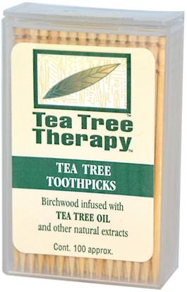 Tea Tree Therapy, Tea Tree TherapyToothpicks, Mint, 100 Approx. ,حمام، الجمال، عن طريق الفم، الأسنان، كير