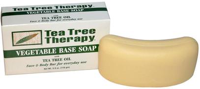 Tea Tree Therapy, Vegetable Base Soap, with Tea Tree Oil, Bar, 3.9 oz (110 g) ,حمام، الجمال، الصابون، الصحة، جلد، شاي شجرة الصابون