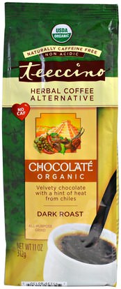 Teeccino, Organic Herbal Coffee Alternative, Dark Roast, Caffeine Free, Chocolate, 11 oz (312 g) ,الطعام، بني اللون، قهوة العشبية، البديل