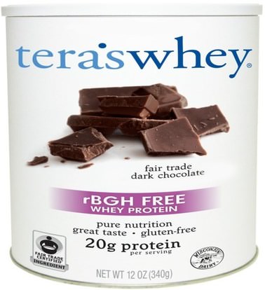 Teras Whey, rBGH Free Whey Protein, Fair Trade Dark Chocolate, 12 oz (340 g) ,المكملات الغذائية، بروتين مصل اللبن