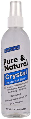 Thai Deodorant Stone, Pure & Natural, Crystal Deodorant Mist, Unscented, 8 oz (240 ml) ,حمام، الجمال، رذاذ مزيل العرق