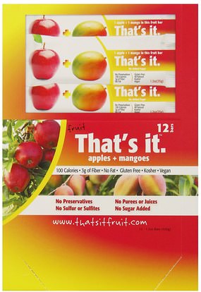 Thats It, Fruit Bars, Apples + Mangoes, 12 Bars, 1.2 oz (420 g) Each ,الطعام، الوجبات الخفيفة، المكملات الغذائية