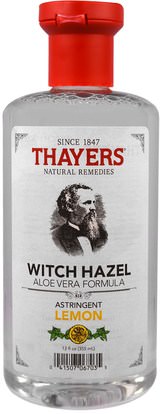 Thayers, Witch Hazel, Aloe Vera Formula, Astringent Lemon, 12 fl oz (355 ml) ,الجمال، أحبار الوجه، الجلد، الساحرة هازل