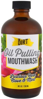 The Dirt, Oil Pulling Mouthwash, Lucious Rose, Clove & Mint, 3 Months Supply, 8 fl oz (236 ml) ,حمام، الجمال، شفهي، الأسنان، تهتم، غسول الفم