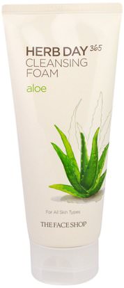 The Face Shop, Herb Day 365, Cleansing Foam, Aloe, 5.74 fl oz (170 ml) ,الجمال، العناية بالوجه، المطهرات للوجه، الصحة، إلتحم