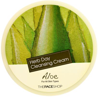 The Face Shop, Herb Day Cleansing Cream, Aloe, 5 oz (150 ml) ,حمام، الجمال، العناية بالوجه، منظفات الوجه