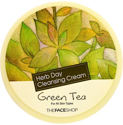 The Face Shop, Herb Day Cleansing Cream, Green Tea, 5 oz (150 ml) ,حمام، الجمال، العناية بالوجه، منظفات الوجه
