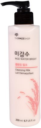 The Face Shop, Rice Water Bright, Cleansing Milk, 6.7 fl oz (200 ml) ,حمام، الجمال، العناية بالوجه، منظفات الوجه