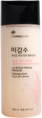 The Face Shop, Rice Water Bright, Lip & Eye Makeup Remover, 4.0 oz (120 ml) ,حمام، الجمال، مزيل ماكياج