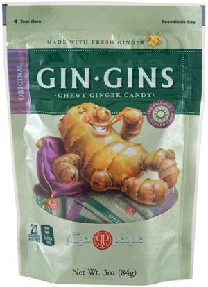 The Ginger People, GinGins, Chewy Ginger Candy, Original, 3 oz (84 g) ,الطعام، الوجبات الخفيفة، جذر الزنجبيل