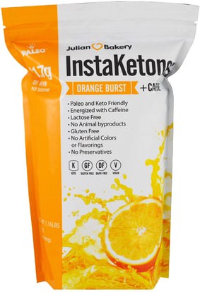 The Julian Bakery, InstaKetones, Orange Burst + Caffeine, 1.16 lbs (525 g) ,الطعام، كيتو ودود، الرياضة