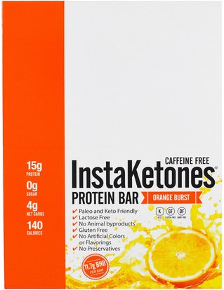The Julian Bakery, InstaKetones Protein Bar, Caffeine Free, Orange Burst, 12 Bars, 1.56 lbs (708 g) ,الطعام، كيتو ودود، الرياضة