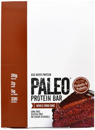 The Julian Bakery, Paleo Protein Bar, Devils Food Cake, 12 Bars, 2.22 oz (63.1 g) Each ,والرياضة، والبروتين أشرطة