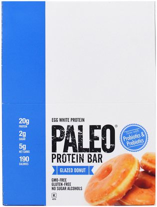 The Julian Bakery, Paleo Protein Bar, Glazed Donut, 12 Bars, 2.12 oz (60 g) Each ,والرياضة، والبروتين أشرطة