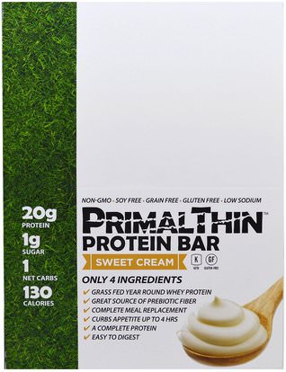 The Julian Bakery, PrimalThin Protein Bar, Sweet Cream, 12 Bars, 1.9 oz (54 g) Each ,والرياضة، والبروتين أشرطة