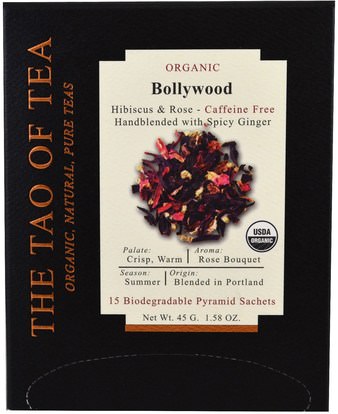The Tao of Tea, Organic Bollywood, 15 Pyramid Sachets, 1.58 oz (45 g) ,الغذاء، شاي الأعشاب، فيتامين ج، الوركين الوردية