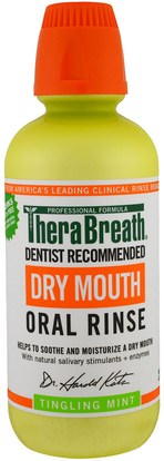 TheraBreath, Dry Mouth Oral Rinse, Tingling Mint, 16 fl oz (473 ml) ,حمام، الجمال، العناية بالأسنان عن طريق الفم، منتجات نظافة الفم، الصحة، جفاف الفم