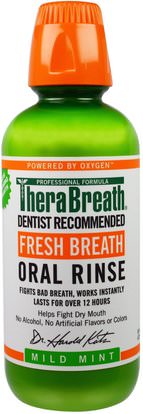 TheraBreath, Fresh Breath, Oral Rinse, Mild Mint, 16 fl oz (473 ml) ,حمام، الجمال، شفهي، الأسنان، تهتم، غسول الفم
