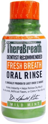 TheraBreath, Fresh Breath Oral Rinse, Mild Mint Flavor, 3 fl oz (88.7 ml) ,حمام، الجمال، العناية بالأسنان عن طريق الفم، منتجات نظافة الفم، الصحة، جفاف الفم
