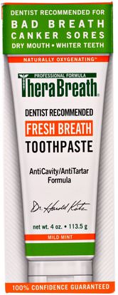TheraBreath, Fresh Breath Toothpaste, Mild Mint Flavor, 4 oz (113.5 g) ,حمام، الجمال، معجون أسنان