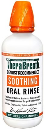 TheraBreath, Soothing Oral Rinse, Natural Chamomile, 16 fl oz (473 ml) ,حمام، الجمال، العناية بالأسنان عن طريق الفم، إكسيليتول عن طريق الفم الرعاية، غسول الفم